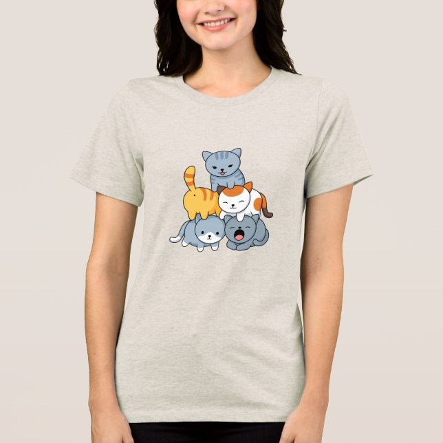 Camiseta Pirâmide Cat - Grupo de Gatos (Frente)