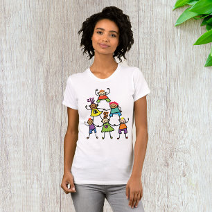 Camiseta Pirâmide de Amizade das Crianças Coloridas