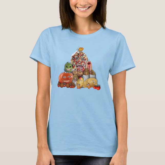 Camiseta Pirâmide de Comida de Lixo (Frente)
