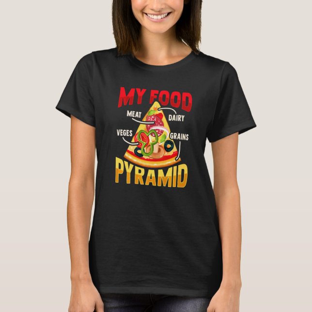 Camiseta Pirâmide De Comida De Pizza Para Pizza Lover (Frente)