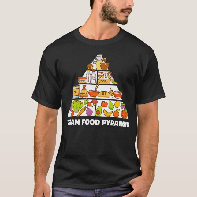 Camiseta Pirâmide de Comidas de Vegan para Nutriti saudável (Frente)