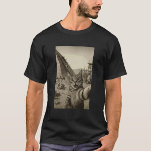 Camiseta Pirâmide de Gato Engraçado Selfie Tempos Antigos M