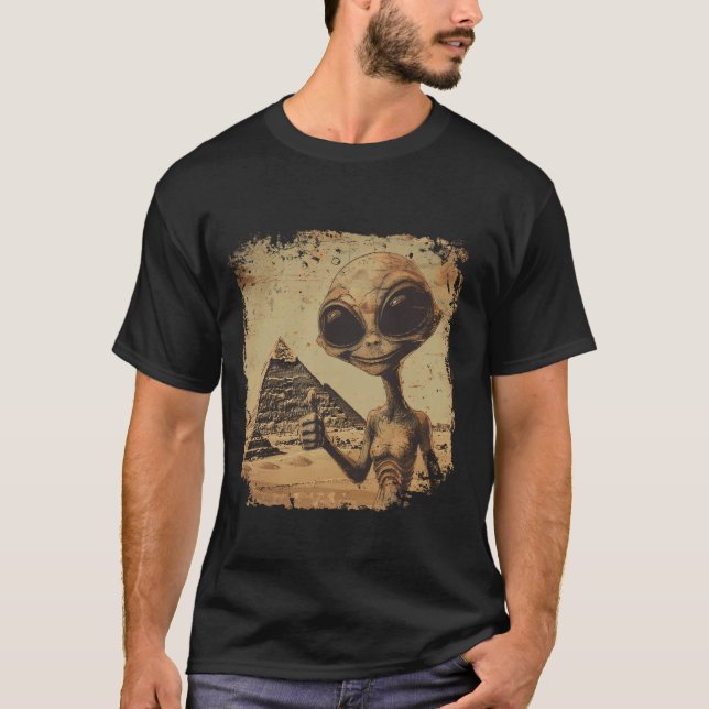 Camiseta Pirâmides Antigas da Alienígena Extraterrestre Bom (Frente)