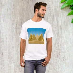 Camiseta Pirâmides Egípcias Douradas Geométricas Paisagem d