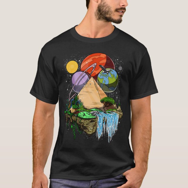 Camiseta Pirâmides Egípcias Espaciais (Frente)