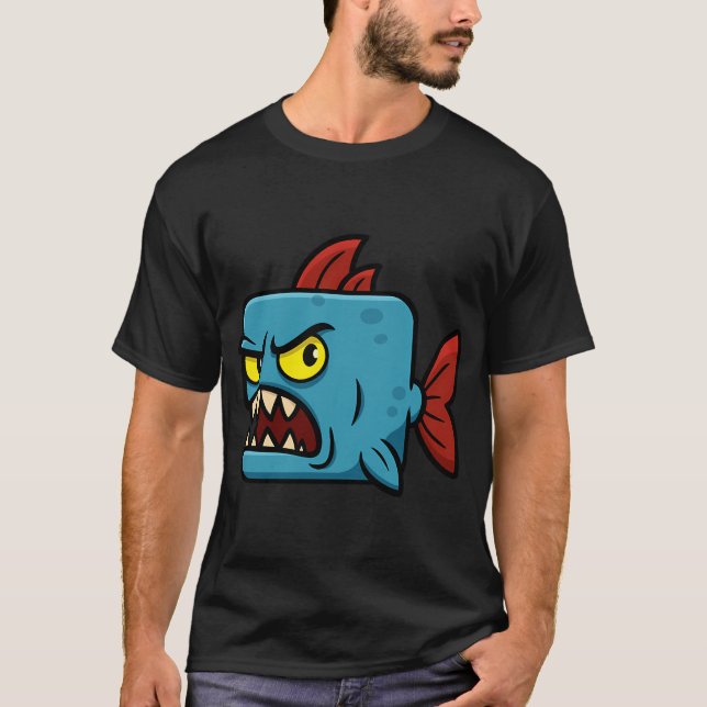 Camiseta Piranha Azul Quadrada (Frente)