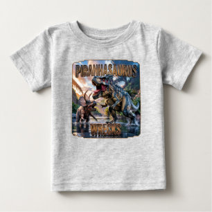 Camiseta Piranhasaurus Destrói Fotográfico – Engraçado Assu
