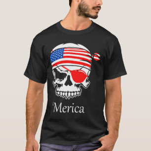 Camiseta Pirata - Bandeira do Crânio 4 de julho Dia da Inde