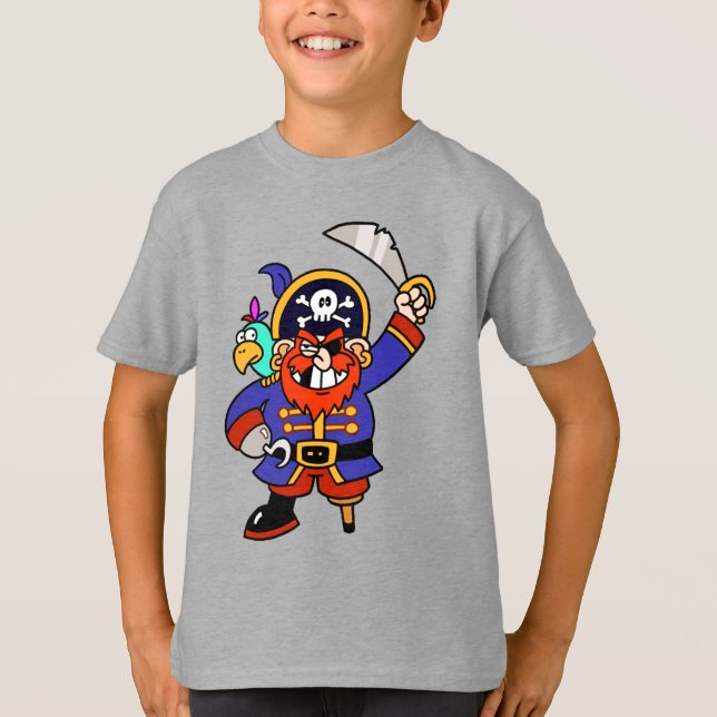 Camiseta Pirata Com Perna De Peg E Espada (Frente)
