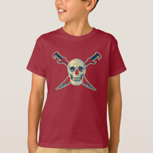 Camiseta Pirata (crânio) - confortos básicos do Hanes