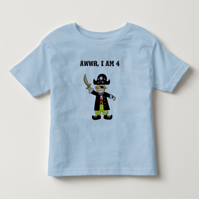 Camiseta pirata de 4 anos (Frente)