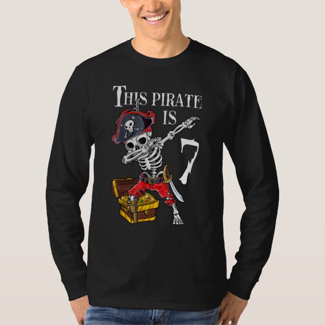 Camiseta Pirata de 7 Anos de Idade Dabbing Pirates Treasur (Frente)
