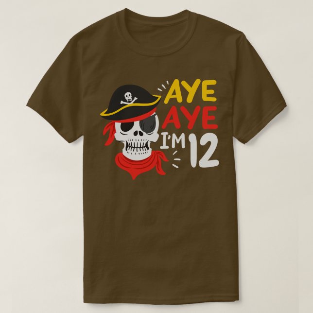 Camiseta Pirata de Aniversário de 12 (Frente do Design)