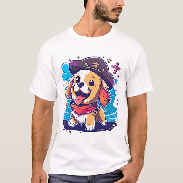 Camiseta Pirata de Cachorro do Retriever do ouro (Frente)