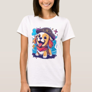 Camiseta Pirata de Cachorro do Retriever do ouro