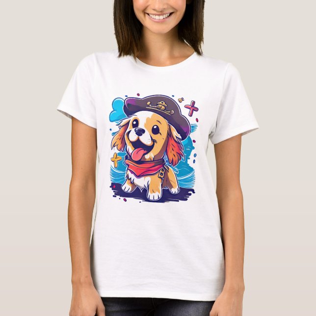 Camiseta Pirata de Cachorro do Retriever do ouro (Frente)
