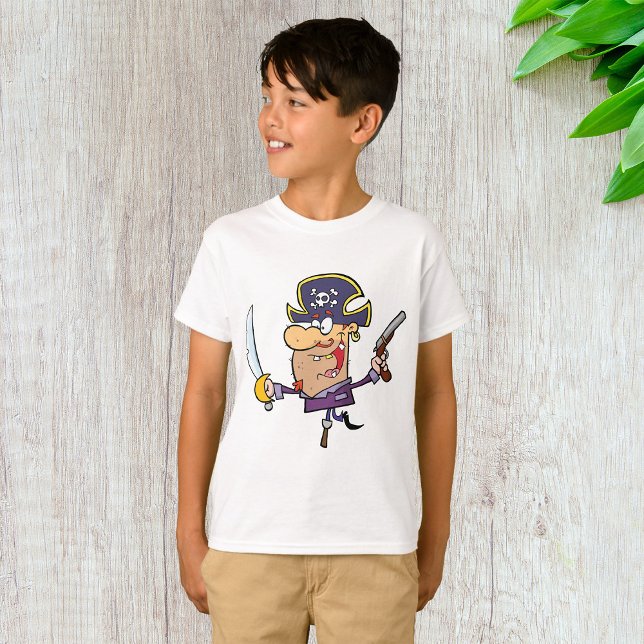 Camiseta Pirata de Desenho Animado com Espada e Pistola (Criador carregado)