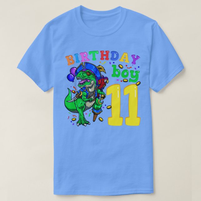 Camiseta Pirata de Dinossauro de 11 Birthday (Frente do Design)