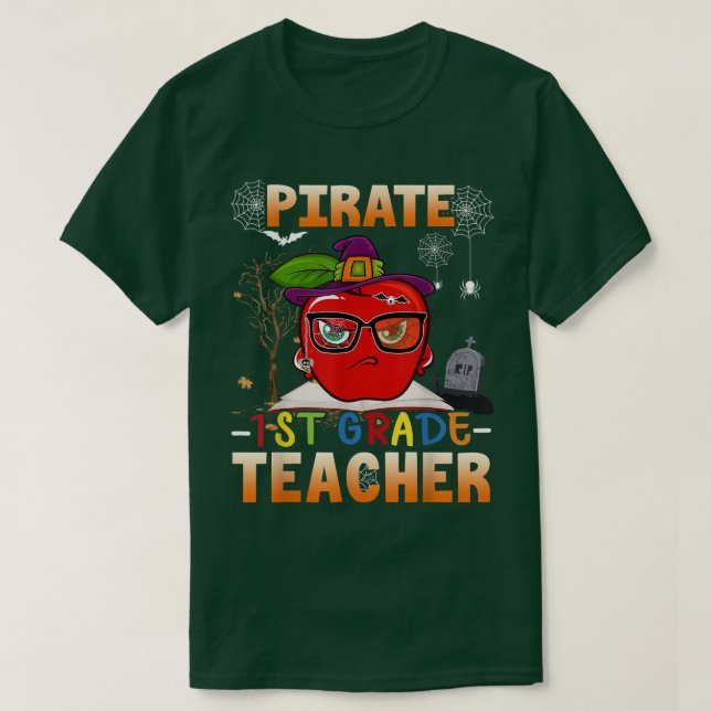 Camiseta Pirata de Figurinos de Halloween de Professores da (Frente do Design)