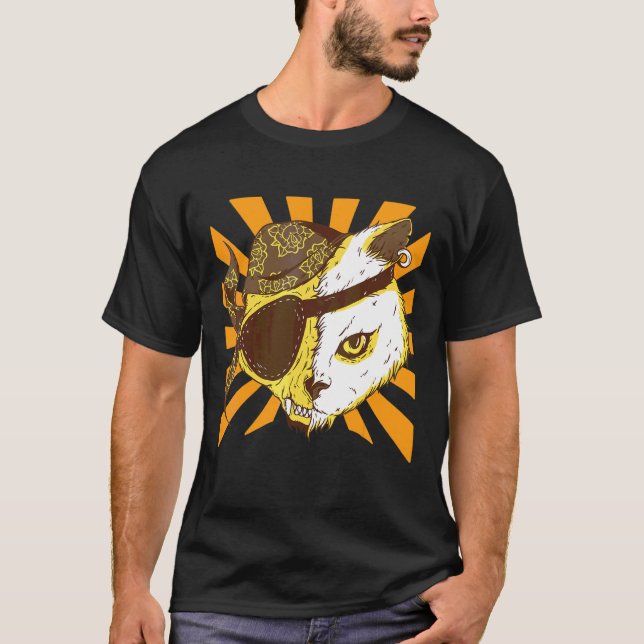 Camiseta Pirata de Gato Zombie (Frente)