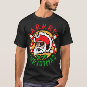 Camiseta Pirata de Papais noeis de Natal engraçados no Nata
