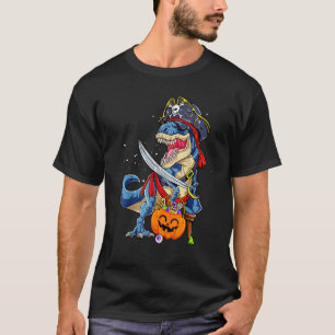 Camiseta Pirata do Assustador do Halloween Dinossaur Rex Ja
