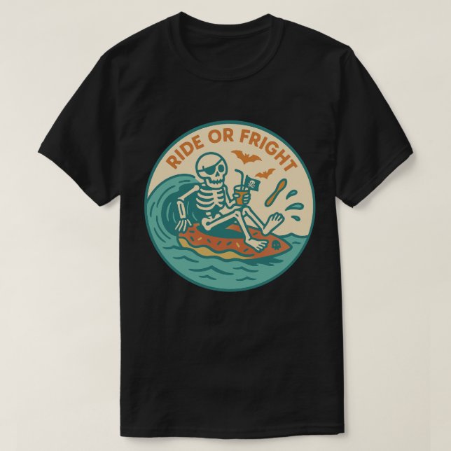 Camiseta Pirata Esqueleto Verão Assustador (Frente do Design)
