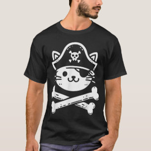 Camiseta Pirata Gato Crossbones Gato Gato-Penteado Gato Gat