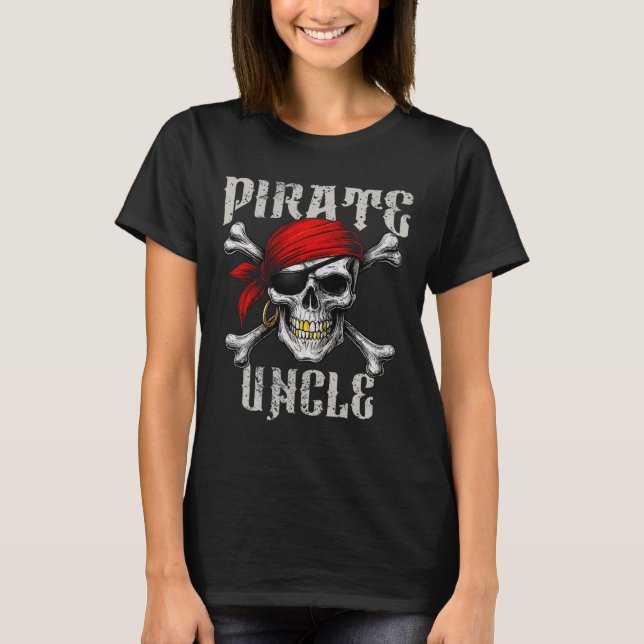 Camiseta Pirata Tio Jolly Roger Flag E Skull Crossbones (Frente)