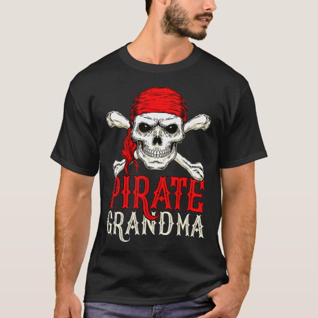 Camiseta Pirata Vovó Engraçado Halloway Festa de aniversári (Frente)