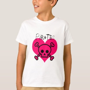 Camiseta Piratas cor-de-rosa do coração