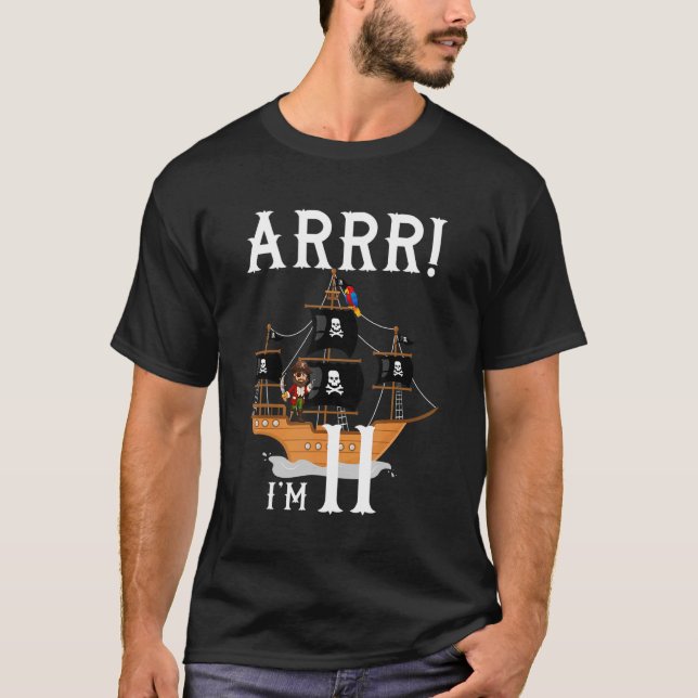 Camiseta Piratas do Aniversário de criança Pirata Shi, de 1 (Frente)