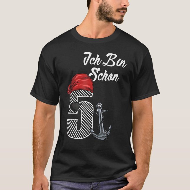 Camiseta Pirate Aniversário Com 5 Anos De Idade Com Patch D (Frente)