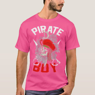 Camiseta Pirate Boy Skeleton Halloween Engraçado Jolly Roge