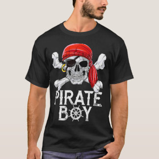 Camiseta Pirate Boy T shirt Jolly Roger Flag Skull Crossbo