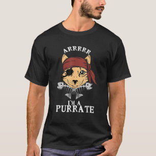 Camiseta Pirate Ca Arrr Purrate Gatinho Olho Patch Fishbone