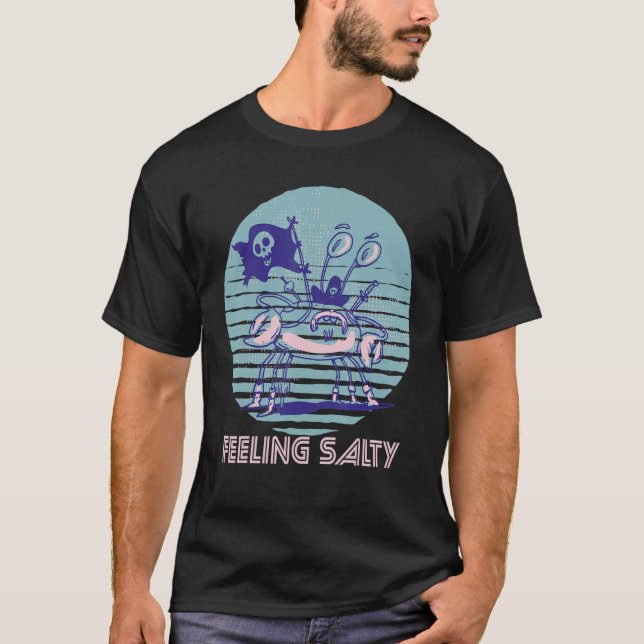 Camiseta Pirate Crab Feeling Salty Crawfish Retro Ocean  Lo (Frente)