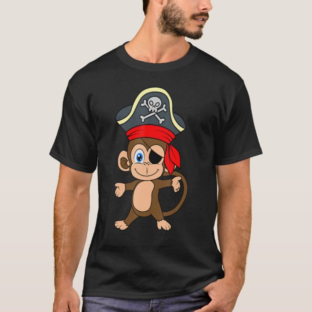 Camiseta Pirate Eye Patch Macaco Mar Marítimo Tripulante (Frente)