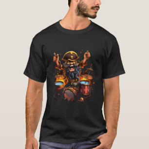 Camiseta Pirate Jogando Drummer Drummer Engraçado