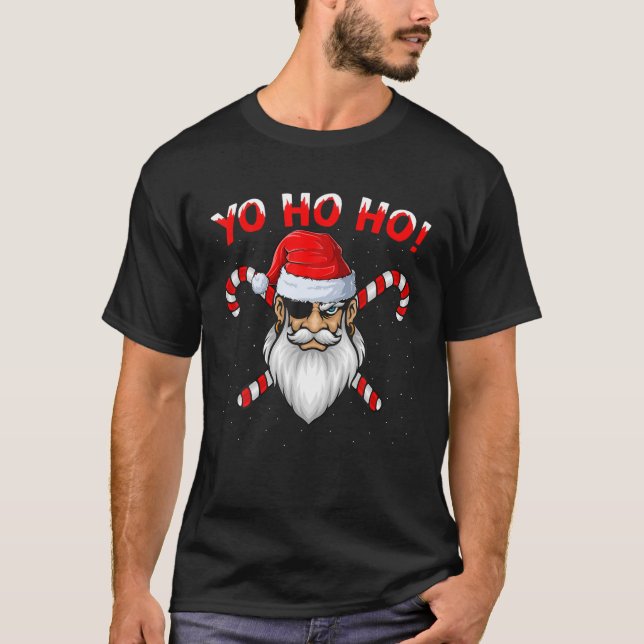 Camiseta Pirate Lover Xmas Correspondendo Papais noeis Yo H (Frente)