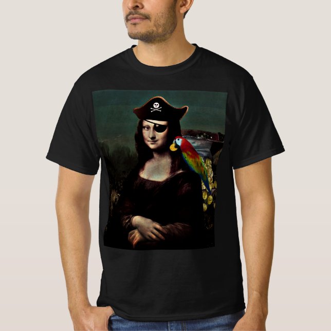 Camiseta Pirate Mona Lisa with Eye Patch (Frente)