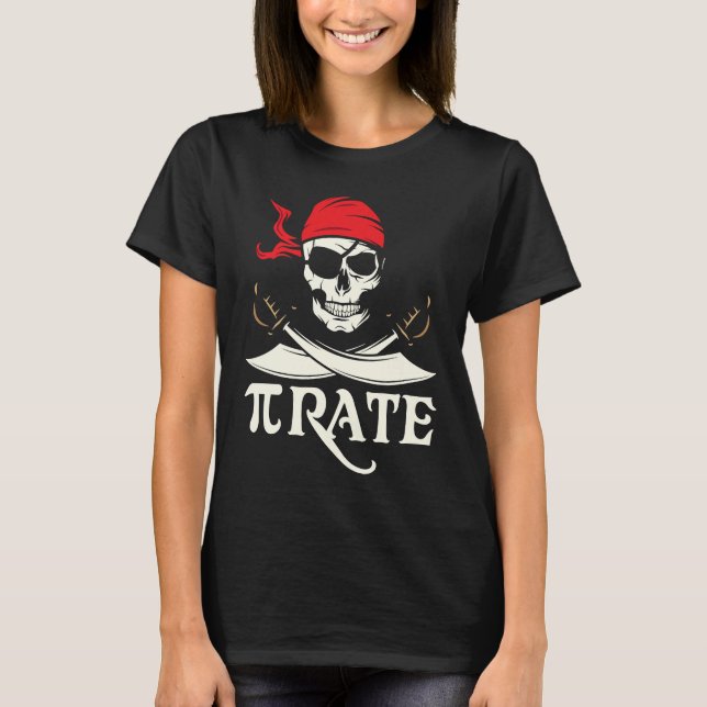 Camiseta Pirate  Pi Mathematical Skull Captain  Pi Day (Frente)