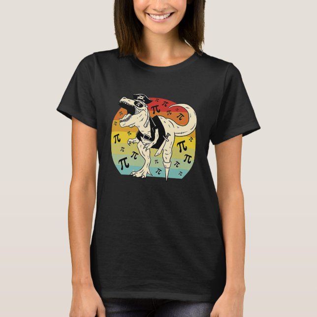 Camiseta Pirate Rex Dinosaur retro sunset Pie math (Frente)