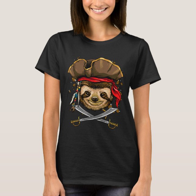Camiseta Pirate Sloth Jolly Roger Halloween - Natal (Frente)