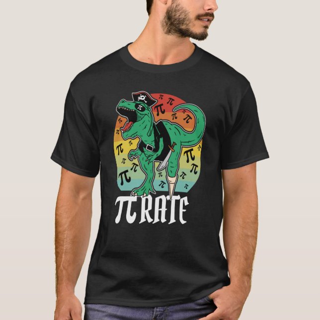 Camiseta Pirate Trex Dinosaur Math Pi rate Pi Day Teacher 3 (Frente)