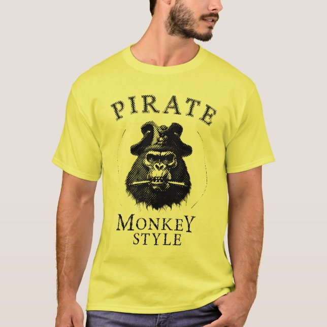 Camiseta Piratenaffe Monkey Style schwarz weiß (Frente)