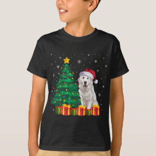 Camiseta Pirenéus Excelentes Santa Hat Cachorro das Luzes d