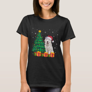 Camiseta Pirenéus Excelentes Santa Hat Cachorro das Luzes d