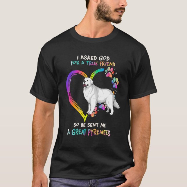 Camiseta Pirenéus Excelentes Verdadeiros Com Cachorro Coraç (Frente)