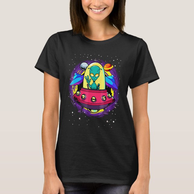 Camiseta Pires Discos Voadores Alienígenas Paz Espaço Sider (Frente)